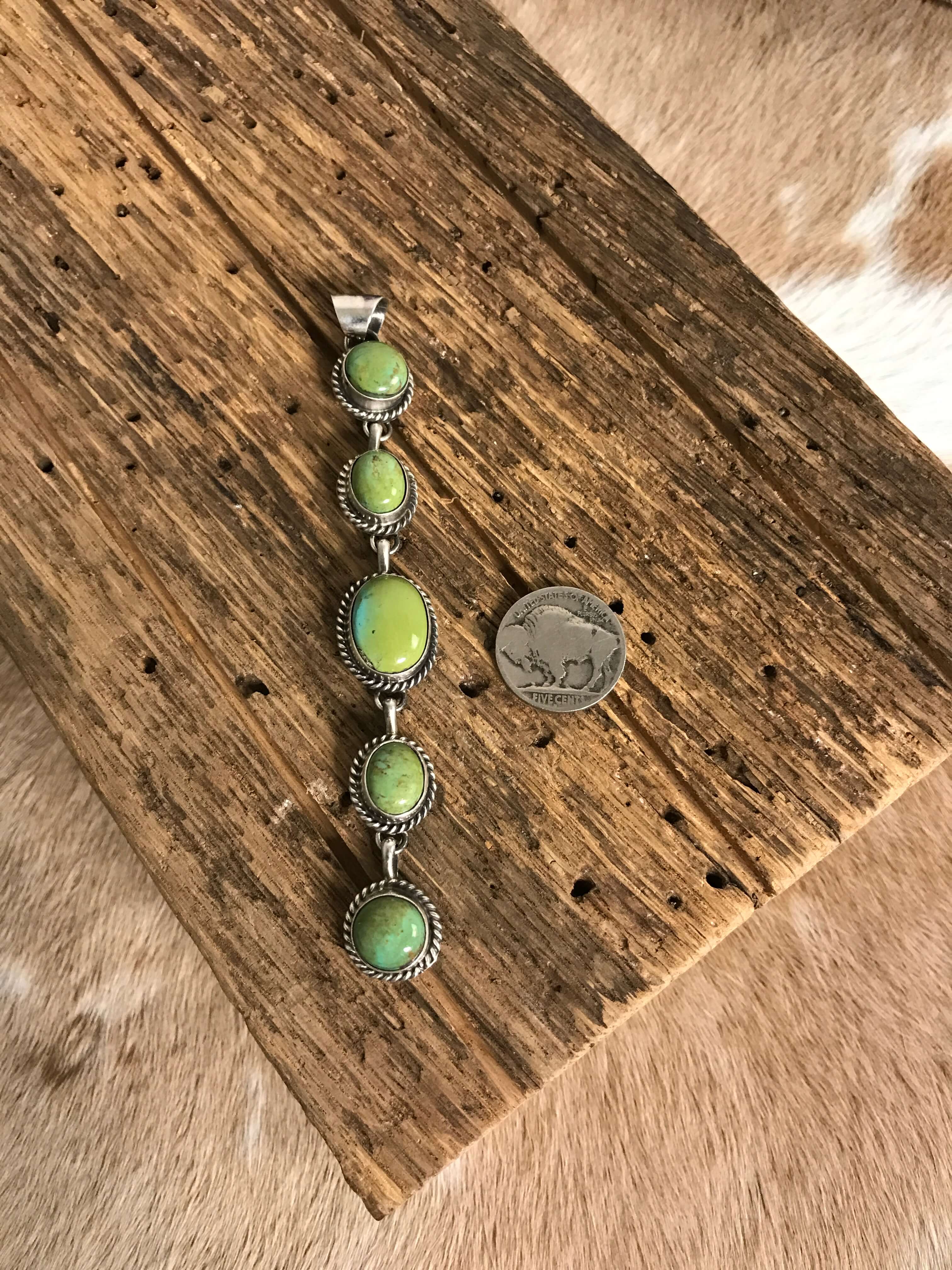 The Durango 5 Stone Lariat Pendant, 2-Necklaces-Calli Co., Turquoise and Silver Jewelry, Native American Handmade, Zuni Tribe, Navajo Tribe, Brock Texas