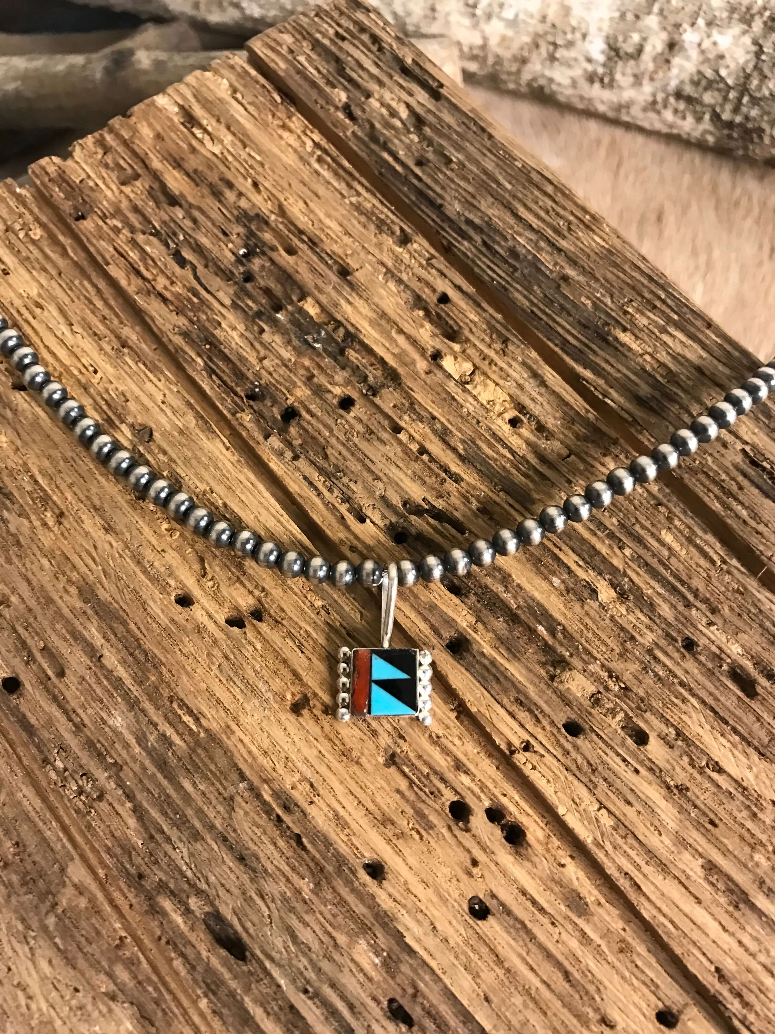 The Belton Inlay Pendants-Pendants-Calli Co., Turquoise and Silver Jewelry, Native American Handmade, Zuni Tribe, Navajo Tribe, Brock Texas