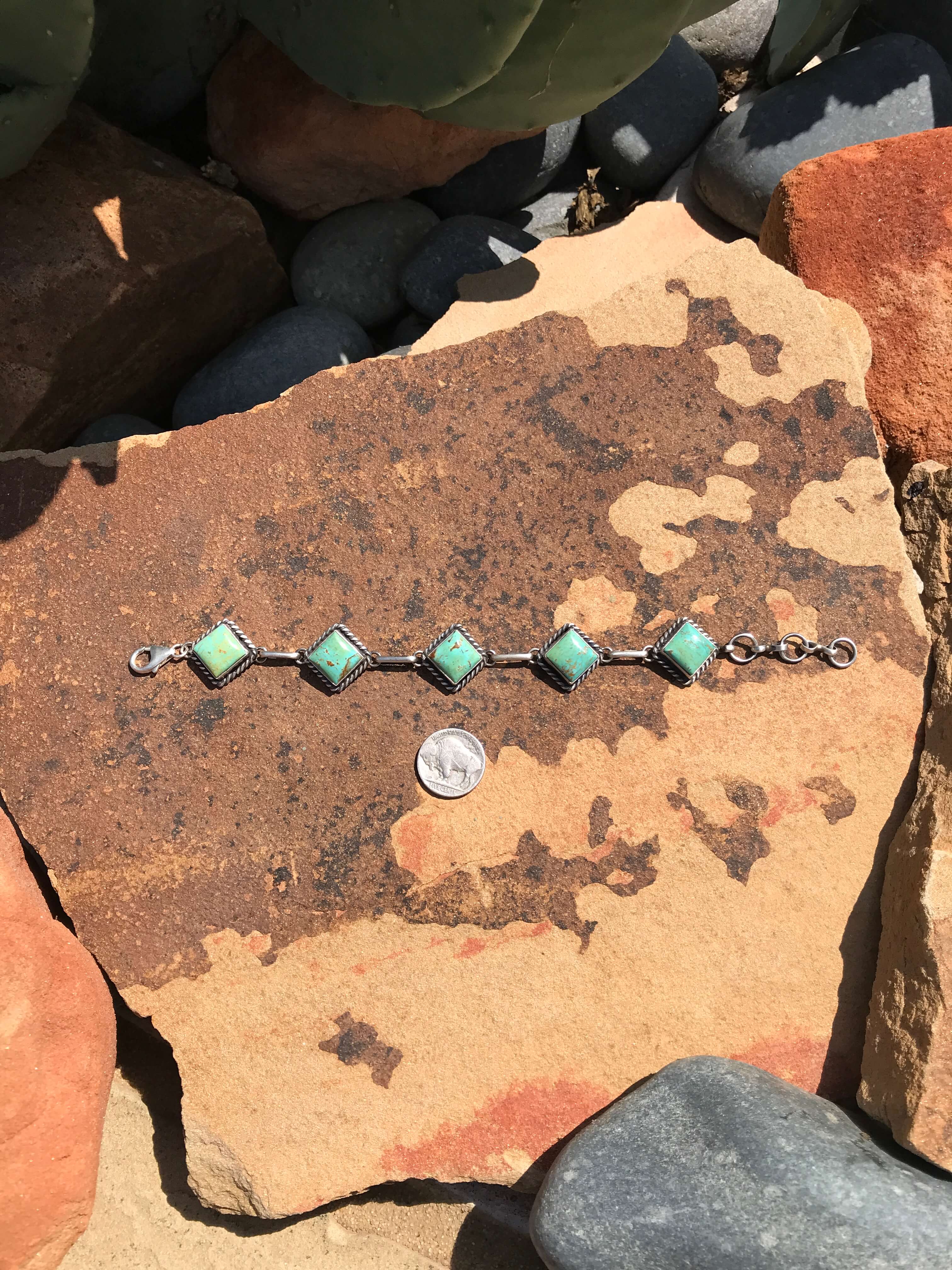 The Kingman Link Bracelet, 2-Bracelets & Cuffs-Calli Co., Turquoise and Silver Jewelry, Native American Handmade, Zuni Tribe, Navajo Tribe, Brock Texas