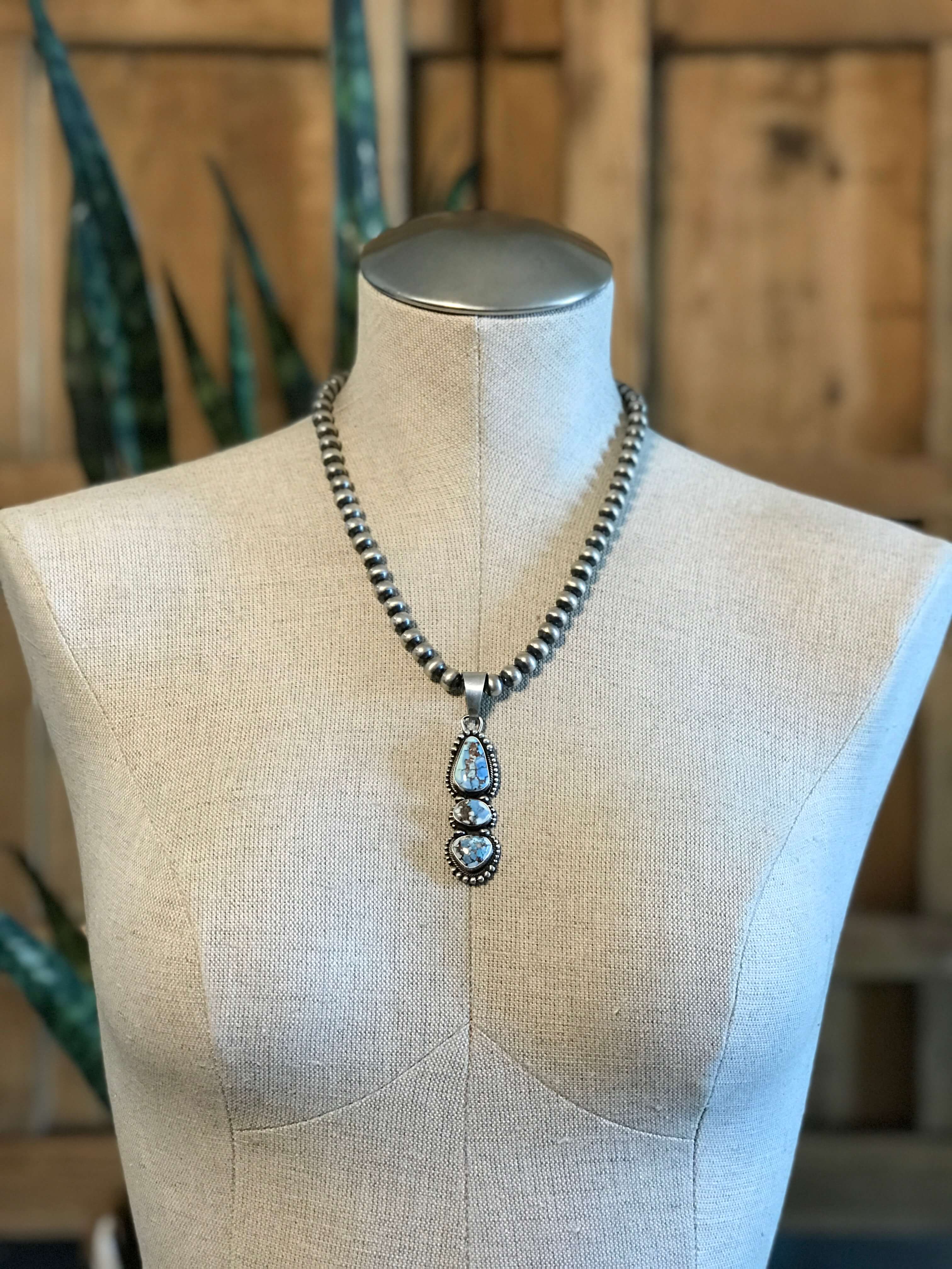 The Copeland Turquoise Pendant, 1-Pendants-Calli Co., Turquoise and Silver Jewelry, Native American Handmade, Zuni Tribe, Navajo Tribe, Brock Texas