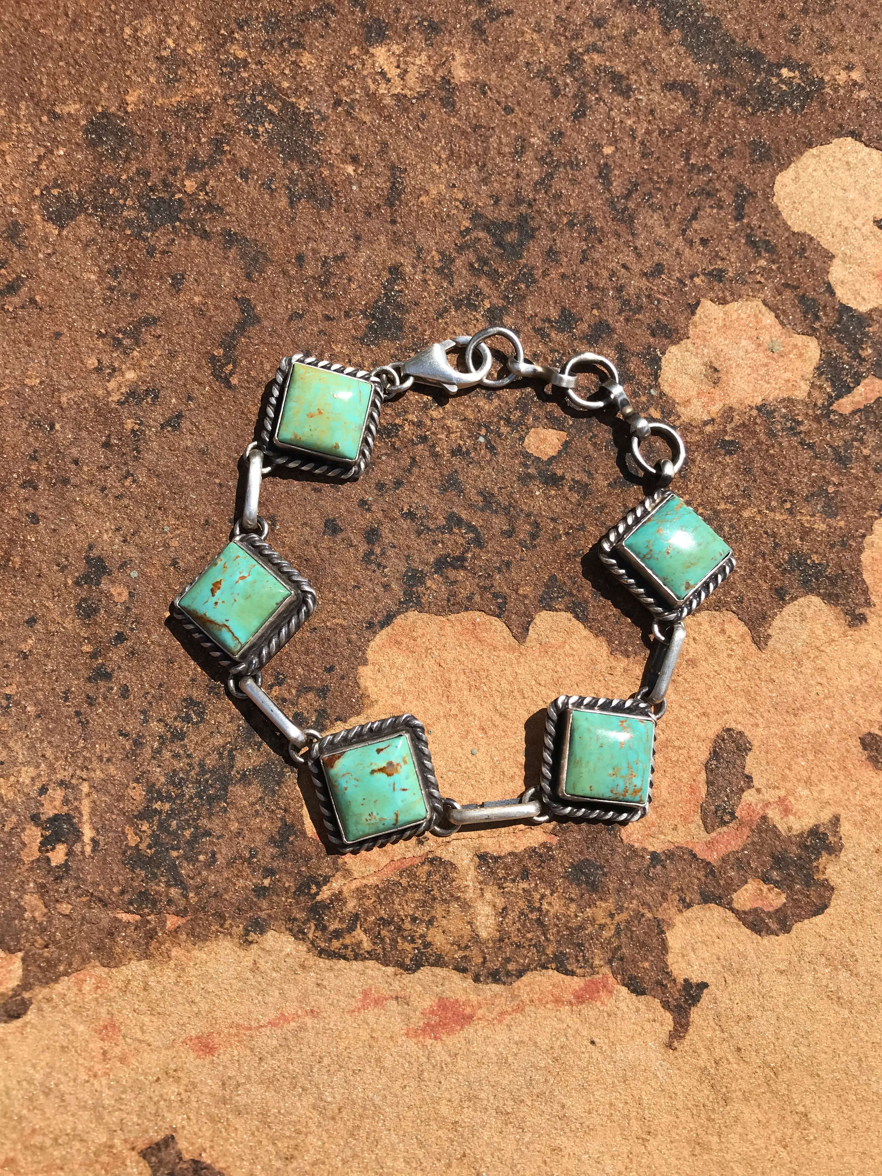 The Kingman Link Bracelet, 2-Bracelets & Cuffs-Calli Co., Turquoise and Silver Jewelry, Native American Handmade, Zuni Tribe, Navajo Tribe, Brock Texas