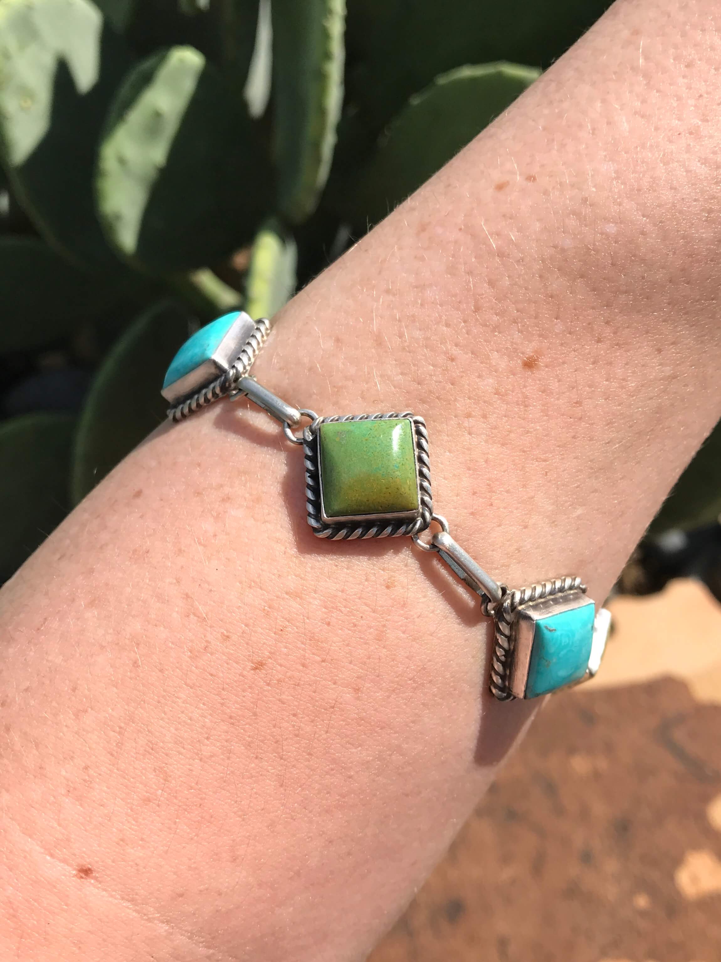 The Kingman Link Bracelet, 4-Bracelets & Cuffs-Calli Co., Turquoise and Silver Jewelry, Native American Handmade, Zuni Tribe, Navajo Tribe, Brock Texas