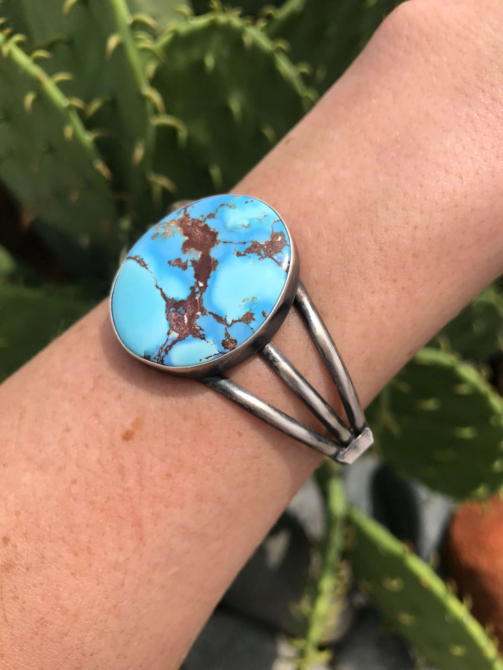 The Coolidge Golden Hills Cuff-Bracelets & Cuffs-Calli Co., Turquoise and Silver Jewelry, Native American Handmade, Zuni Tribe, Navajo Tribe, Brock Texas