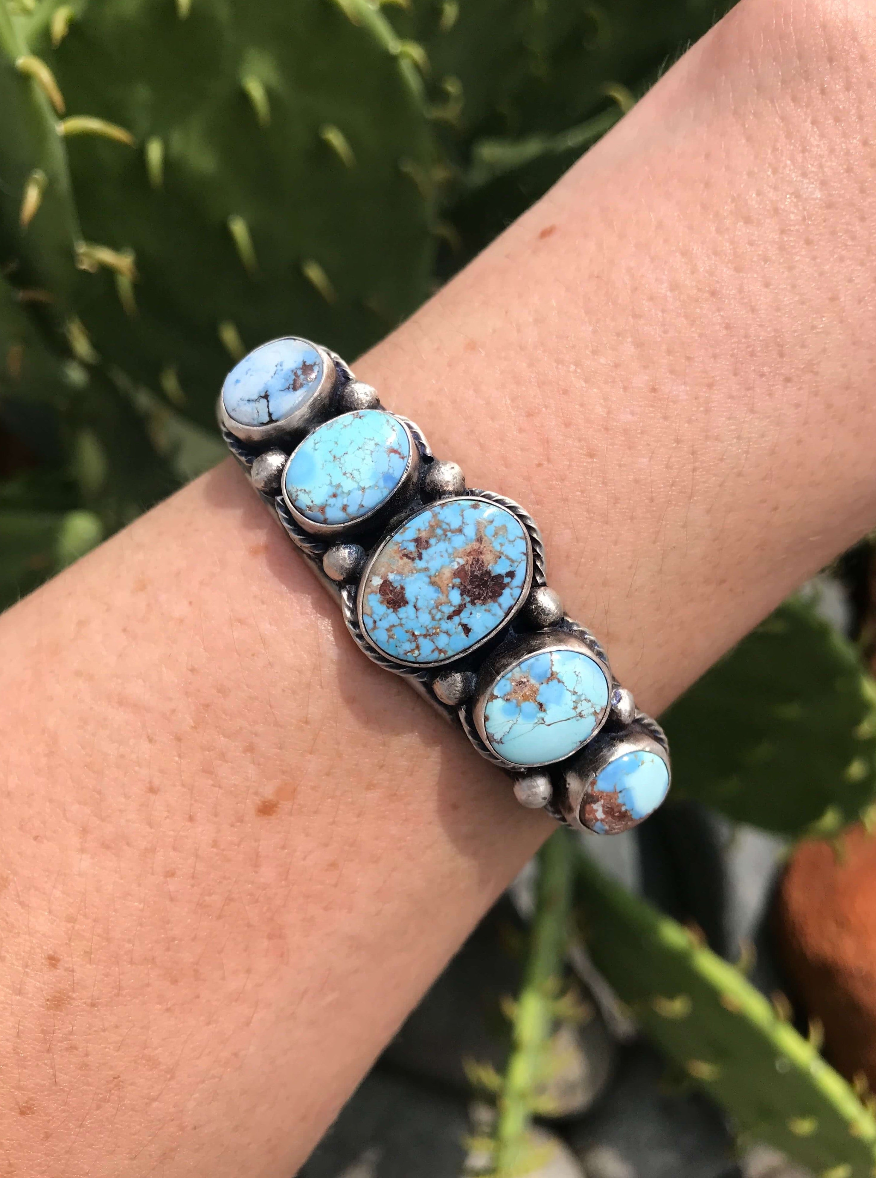 The Owachige Golden Hills Cuff-Bracelets & Cuffs-Calli Co., Turquoise and Silver Jewelry, Native American Handmade, Zuni Tribe, Navajo Tribe, Brock Texas