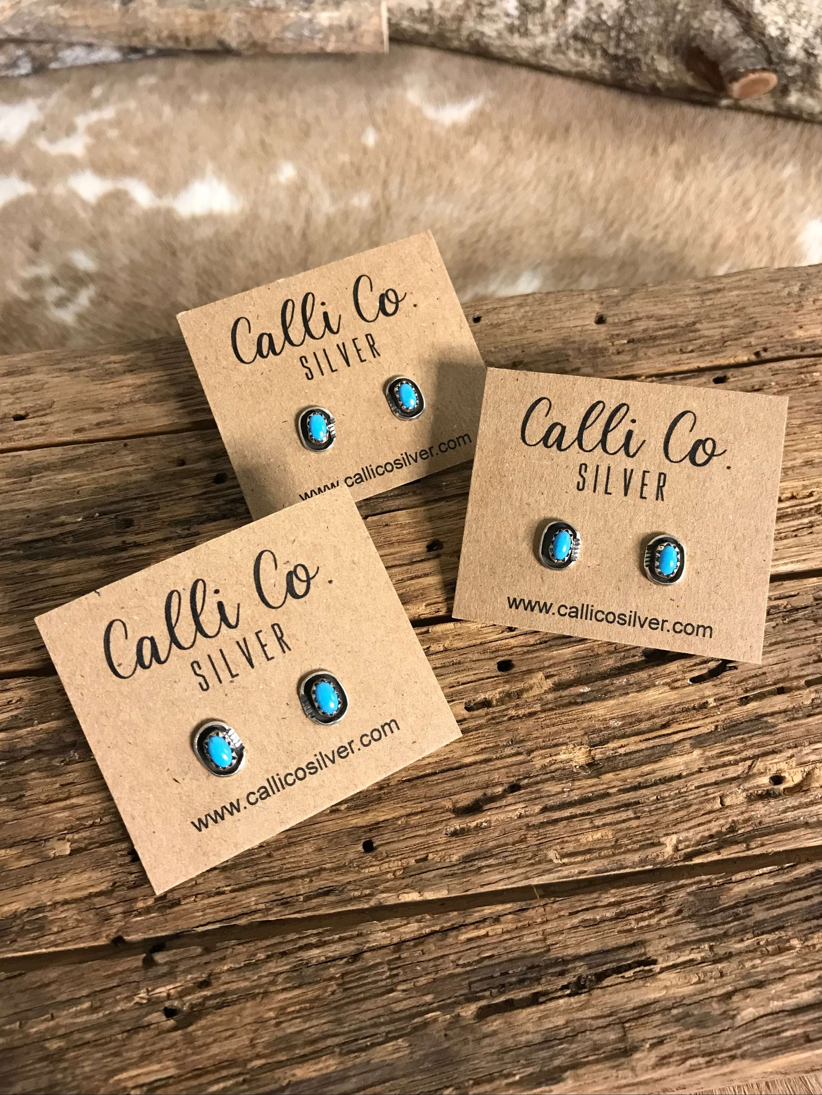 The Becenti Earrings-Earrings-Calli Co., Turquoise and Silver Jewelry, Native American Handmade, Zuni Tribe, Navajo Tribe, Brock Texas
