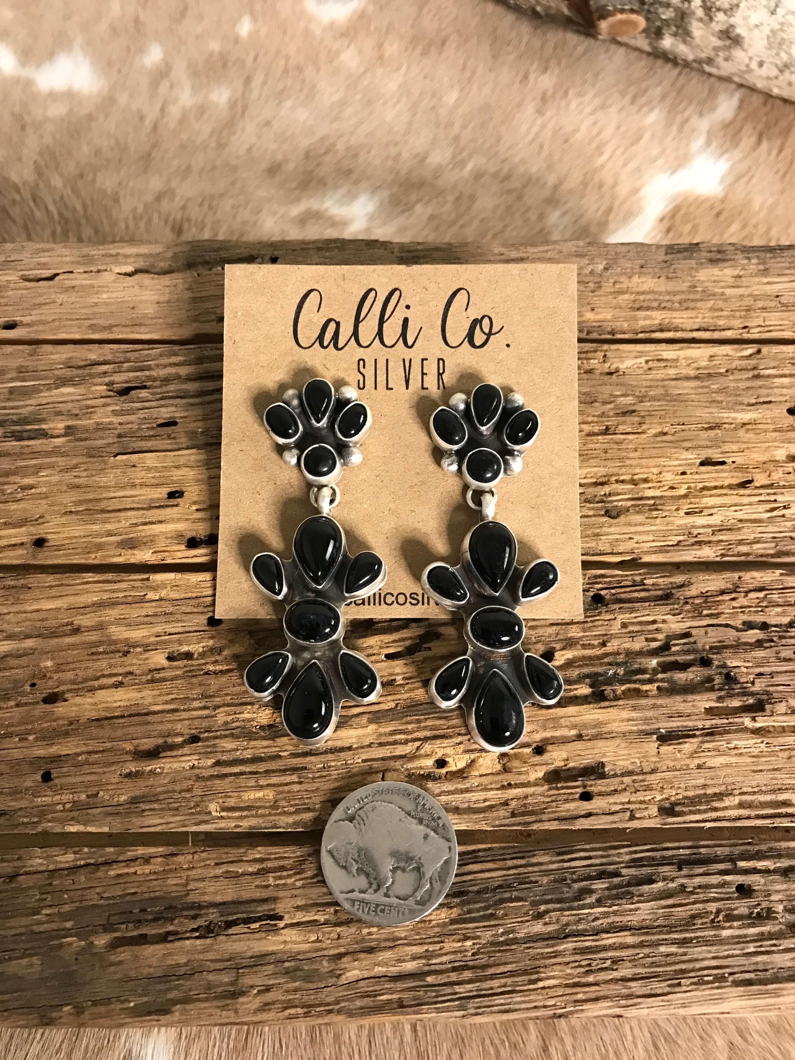 The Bardot Dangle Earrings-Earrings-Calli Co., Turquoise and Silver Jewelry, Native American Handmade, Zuni Tribe, Navajo Tribe, Brock Texas