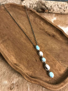 The Arroyo 5 Stone Lariat Necklace, 1-Necklaces-Calli Co., Turquoise and Silver Jewelry, Native American Handmade, Zuni Tribe, Navajo Tribe, Brock Texas