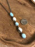 The Arroyo 5 Stone Lariat Necklace, 1-Necklaces-Calli Co., Turquoise and Silver Jewelry, Native American Handmade, Zuni Tribe, Navajo Tribe, Brock Texas
