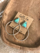 The Keystone Hoop Earrings, 50-Earrings-Calli Co., Turquoise and Silver Jewelry, Native American Handmade, Zuni Tribe, Navajo Tribe, Brock Texas