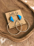 The Keystone Hoop Earrings, 51-Earrings-Calli Co., Turquoise and Silver Jewelry, Native American Handmade, Zuni Tribe, Navajo Tribe, Brock Texas