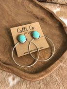 The Keystone Hoop Earrings, 52-Earrings-Calli Co., Turquoise and Silver Jewelry, Native American Handmade, Zuni Tribe, Navajo Tribe, Brock Texas