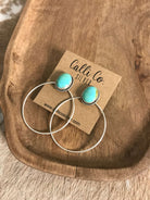 The Keystone Hoop Earrings, 52-Earrings-Calli Co., Turquoise and Silver Jewelry, Native American Handmade, Zuni Tribe, Navajo Tribe, Brock Texas