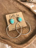 The Keystone Hoop Earrings, 54-Earrings-Calli Co., Turquoise and Silver Jewelry, Native American Handmade, Zuni Tribe, Navajo Tribe, Brock Texas