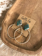 The Keystone Hoop Earrings, 55-Earrings-Calli Co., Turquoise and Silver Jewelry, Native American Handmade, Zuni Tribe, Navajo Tribe, Brock Texas