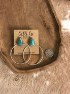 The Keystone Hoop Earrings, 57-Earrings-Calli Co., Turquoise and Silver Jewelry, Native American Handmade, Zuni Tribe, Navajo Tribe, Brock Texas