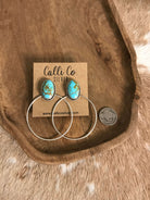 The Keystone Hoop Earrings, 58-Earrings-Calli Co., Turquoise and Silver Jewelry, Native American Handmade, Zuni Tribe, Navajo Tribe, Brock Texas