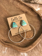 The Keystone Hoop Earrings, 59-Earrings-Calli Co., Turquoise and Silver Jewelry, Native American Handmade, Zuni Tribe, Navajo Tribe, Brock Texas