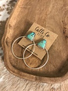 The Keystone Hoop Earrings, 59-Earrings-Calli Co., Turquoise and Silver Jewelry, Native American Handmade, Zuni Tribe, Navajo Tribe, Brock Texas