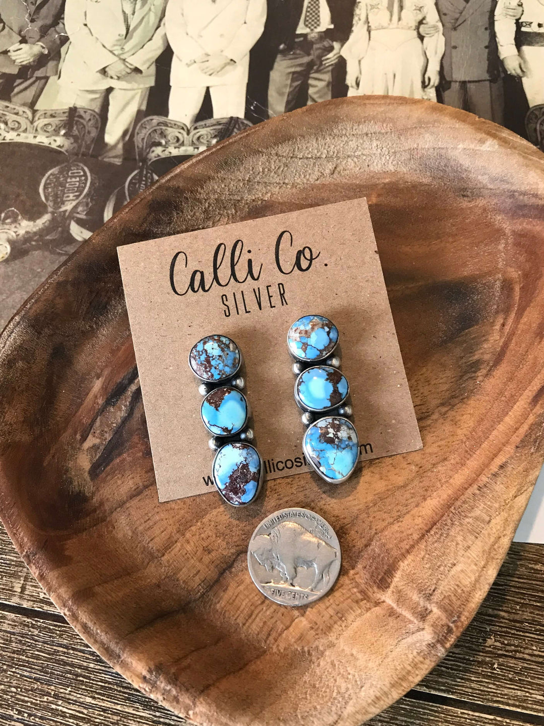 The Brynn Golden Hills Earrings, 3-Earrings-Calli Co., Turquoise and Silver Jewelry, Native American Handmade, Zuni Tribe, Navajo Tribe, Brock Texas