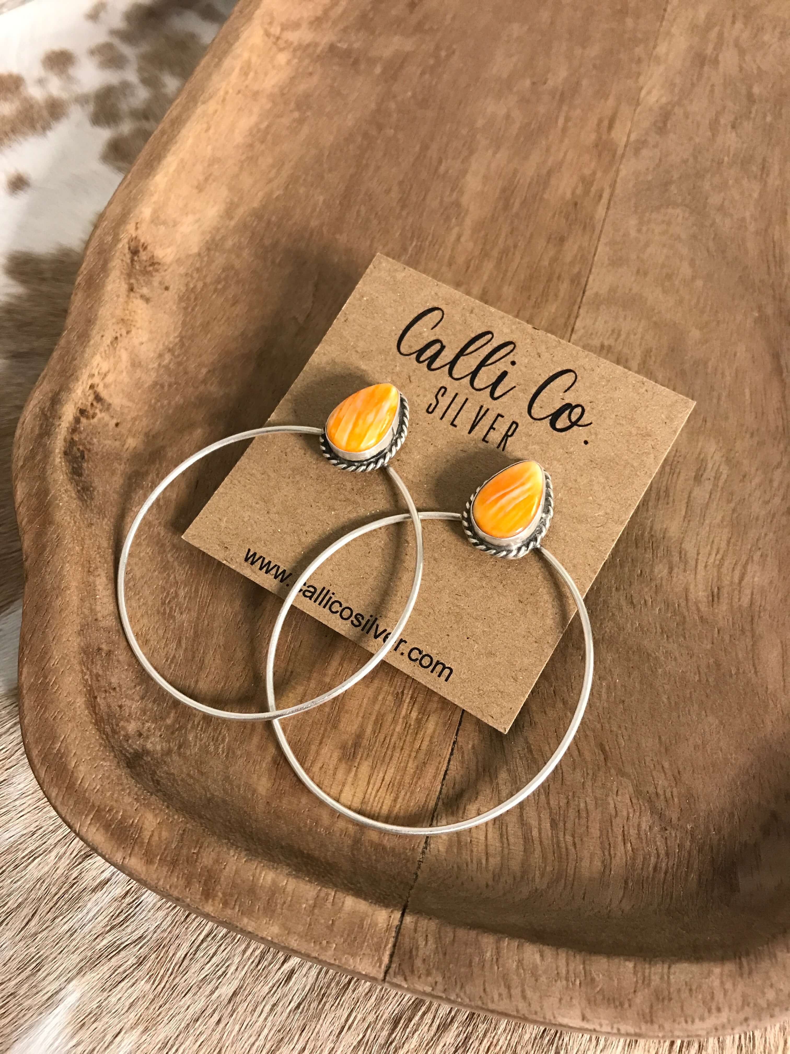 The Keystone Hoop Earrings, 60-Earrings-Calli Co., Turquoise and Silver Jewelry, Native American Handmade, Zuni Tribe, Navajo Tribe, Brock Texas