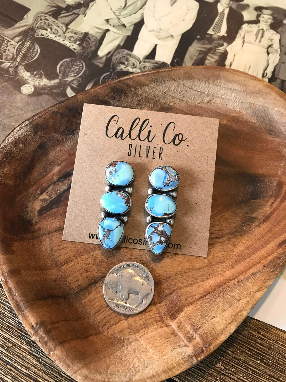 The Brynn Golden Hills Earrings, 2-Earrings-Calli Co., Turquoise and Silver Jewelry, Native American Handmade, Zuni Tribe, Navajo Tribe, Brock Texas