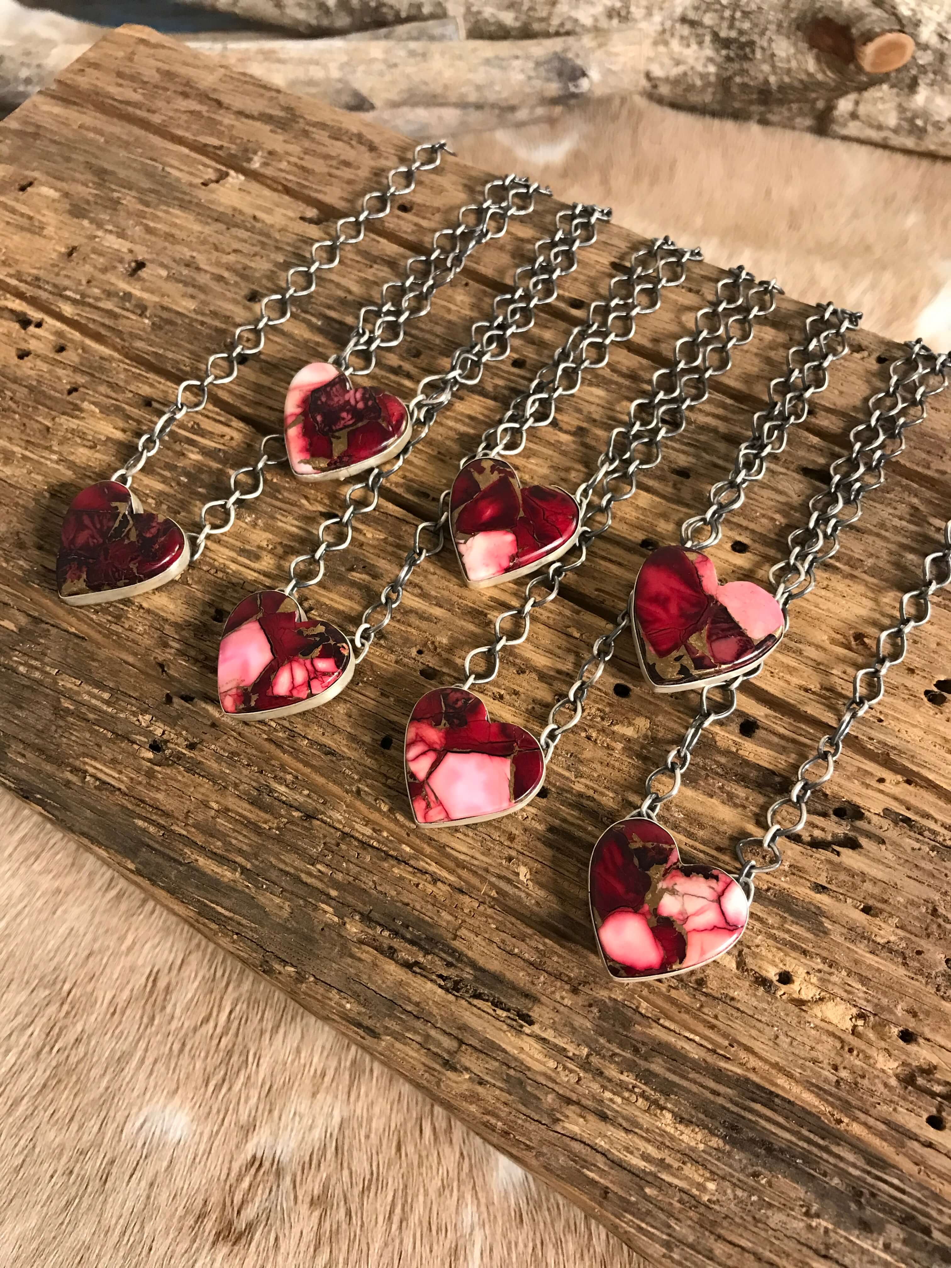 The Laramie Heart Necklaces-Necklaces-Calli Co., Turquoise and Silver Jewelry, Native American Handmade, Zuni Tribe, Navajo Tribe, Brock Texas