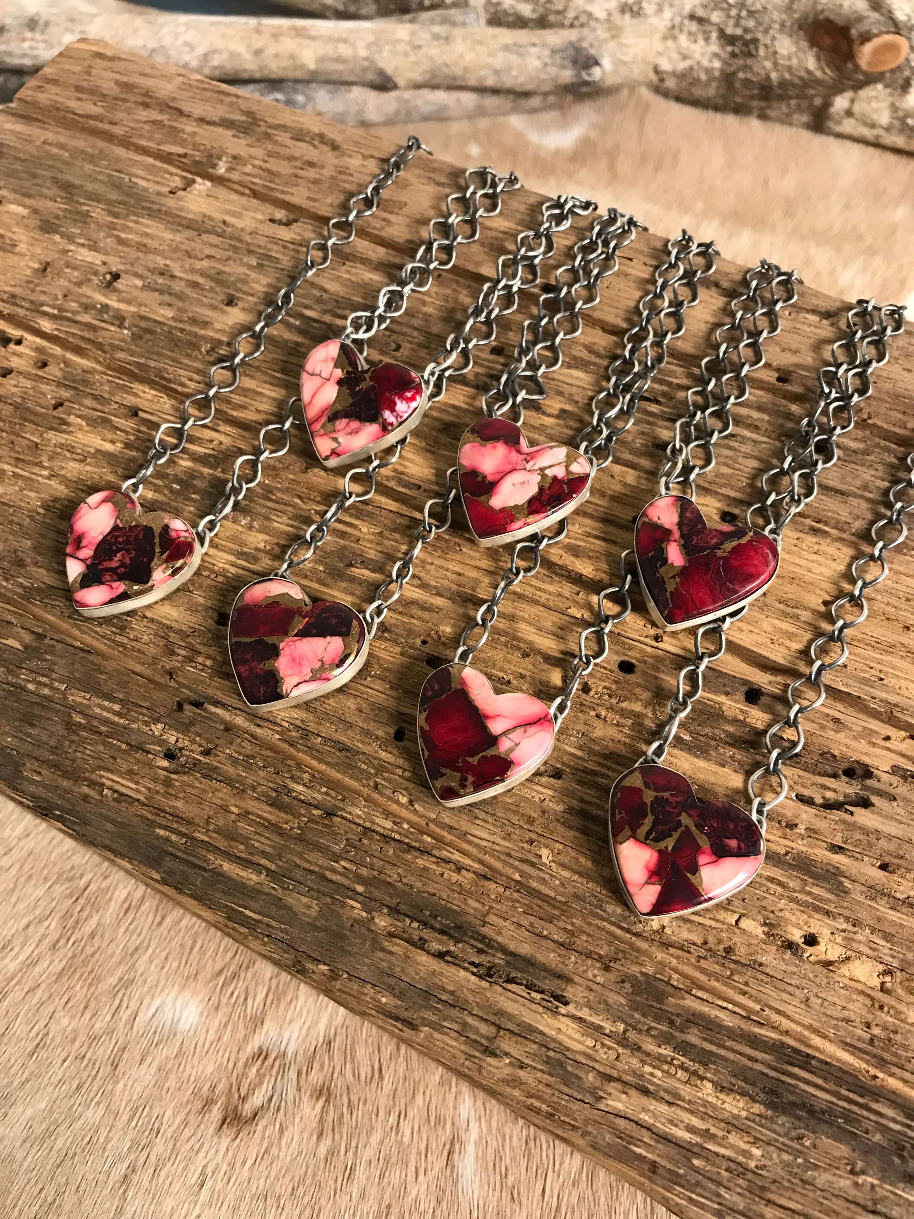 The Laramie Heart Necklaces-Necklaces-Calli Co., Turquoise and Silver Jewelry, Native American Handmade, Zuni Tribe, Navajo Tribe, Brock Texas