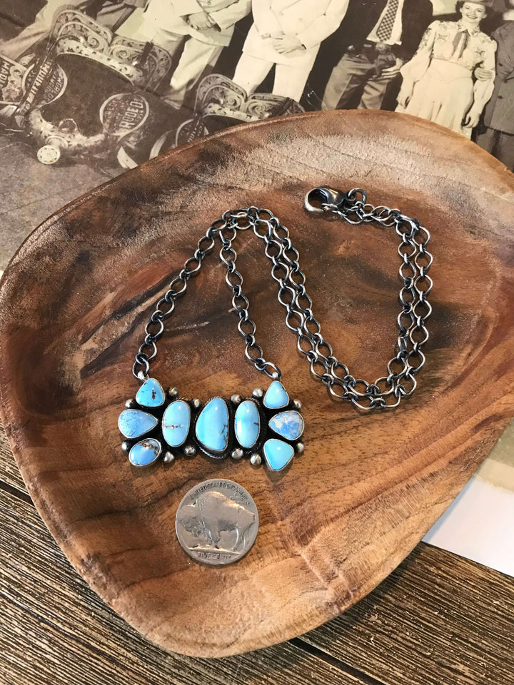 The Calamity Golden Hills Necklace-Necklaces-Calli Co., Turquoise and Silver Jewelry, Native American Handmade, Zuni Tribe, Navajo Tribe, Brock Texas