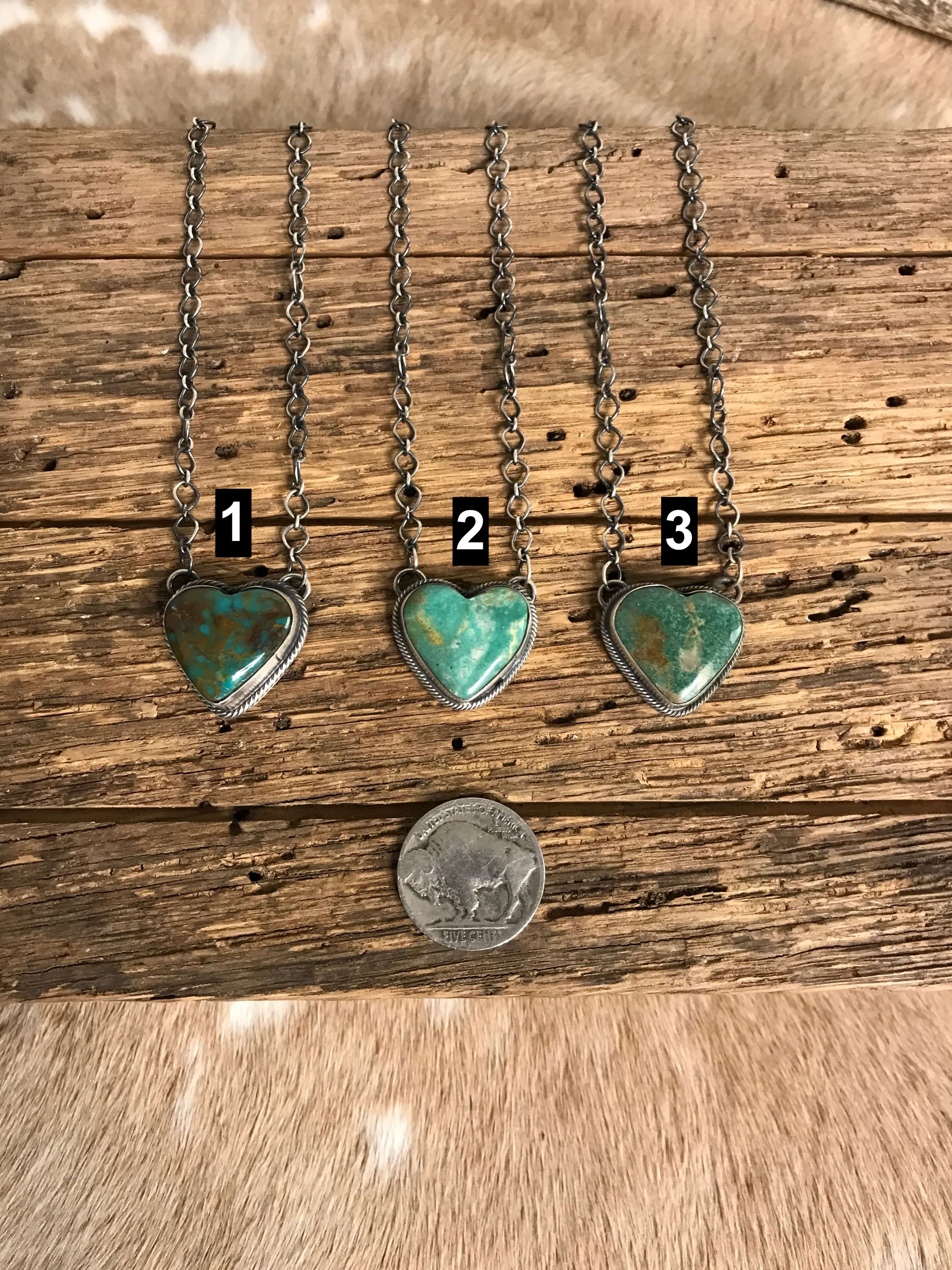 The Seneca Turquoise Heart Necklaces-Necklaces-Calli Co., Turquoise and Silver Jewelry, Native American Handmade, Zuni Tribe, Navajo Tribe, Brock Texas
