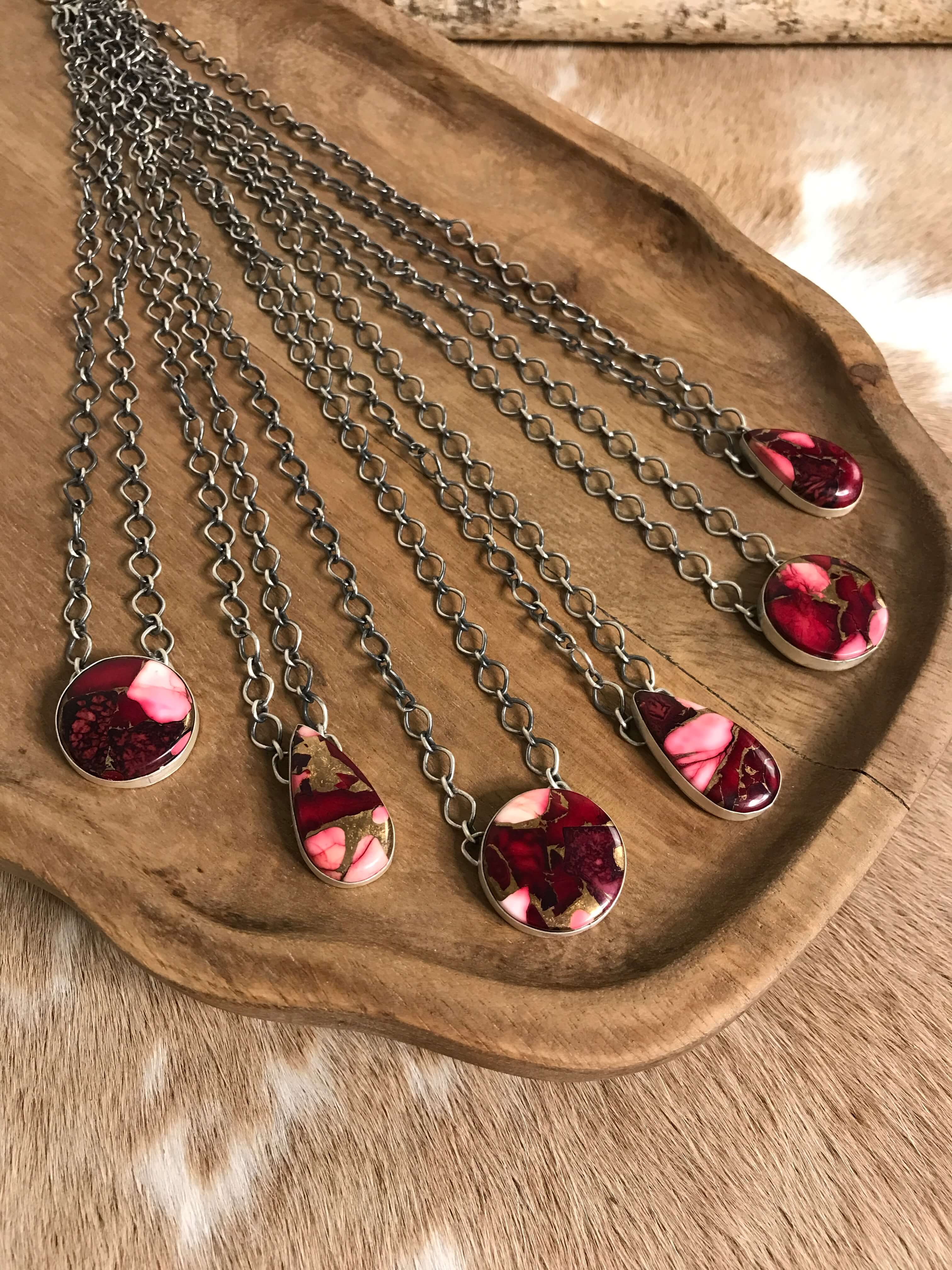 The Bianca Dahlia Rose Necklaces-Necklaces-Calli Co., Turquoise and Silver Jewelry, Native American Handmade, Zuni Tribe, Navajo Tribe, Brock Texas