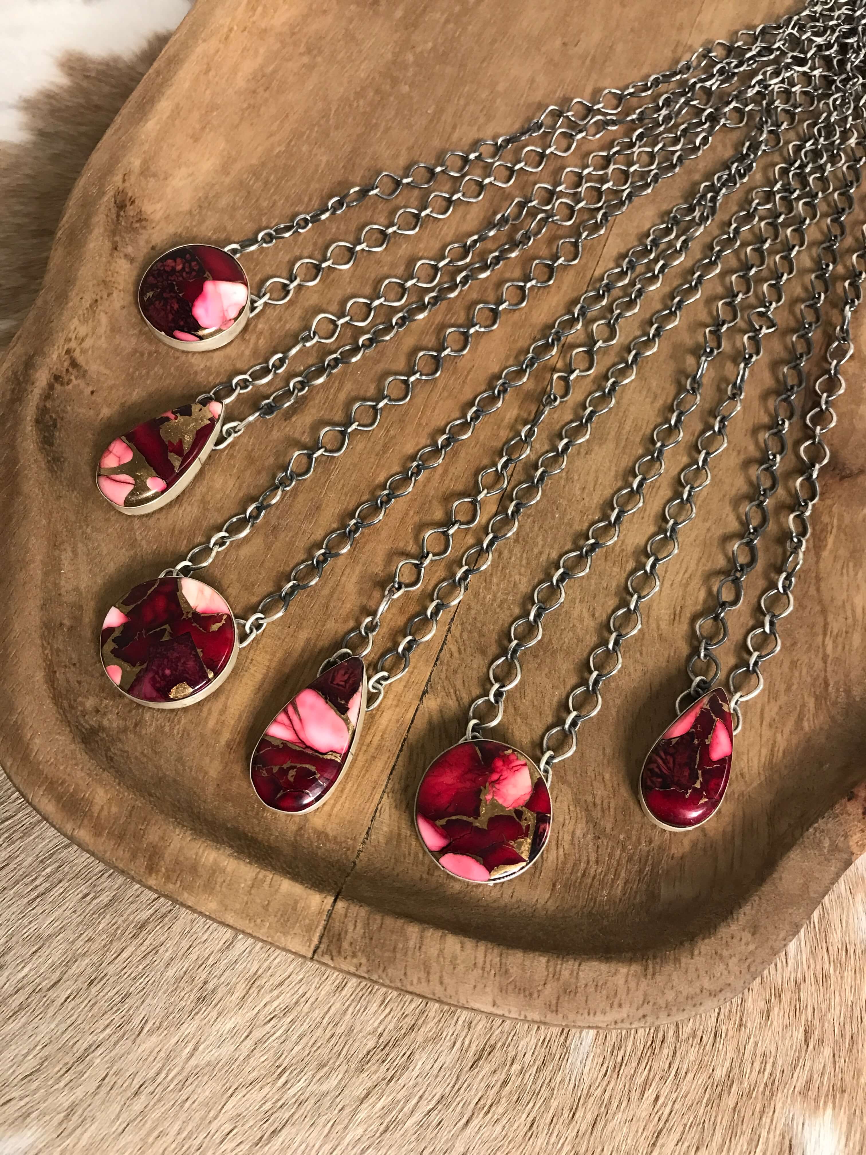 The Bianca Dahlia Rose Necklaces-Necklaces-Calli Co., Turquoise and Silver Jewelry, Native American Handmade, Zuni Tribe, Navajo Tribe, Brock Texas