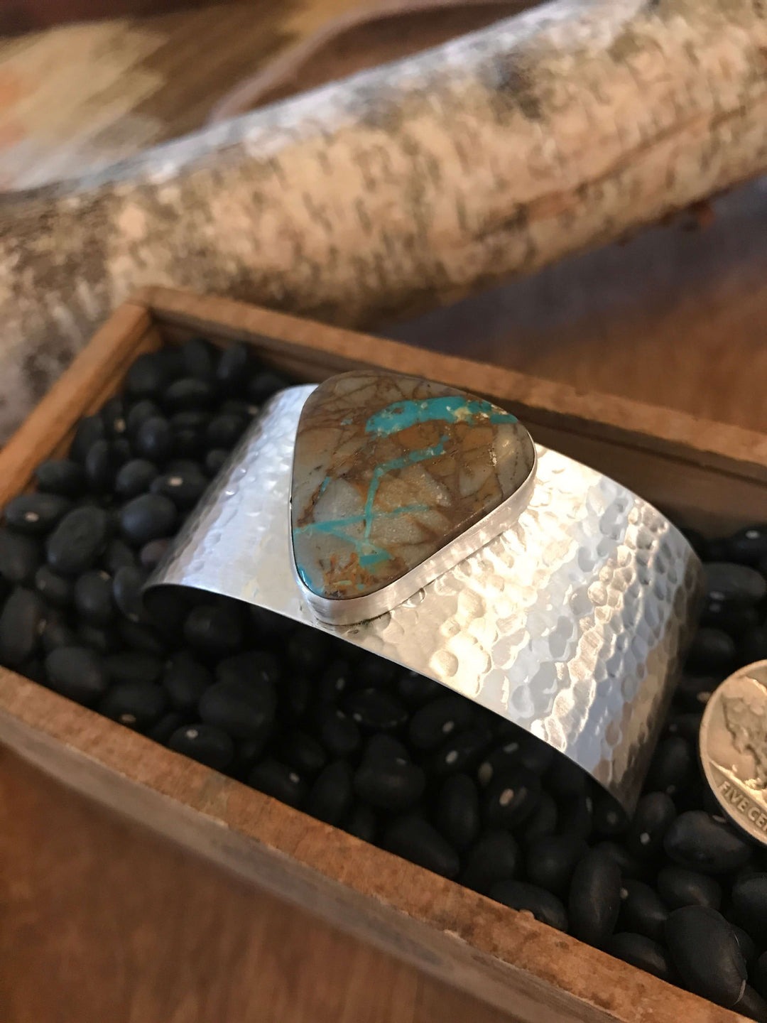 The Belle River Royston Turquoise Cuff, 4-Bracelets & Cuffs-Calli Co., Turquoise and Silver Jewelry, Native American Handmade, Zuni Tribe, Navajo Tribe, Brock Texas
