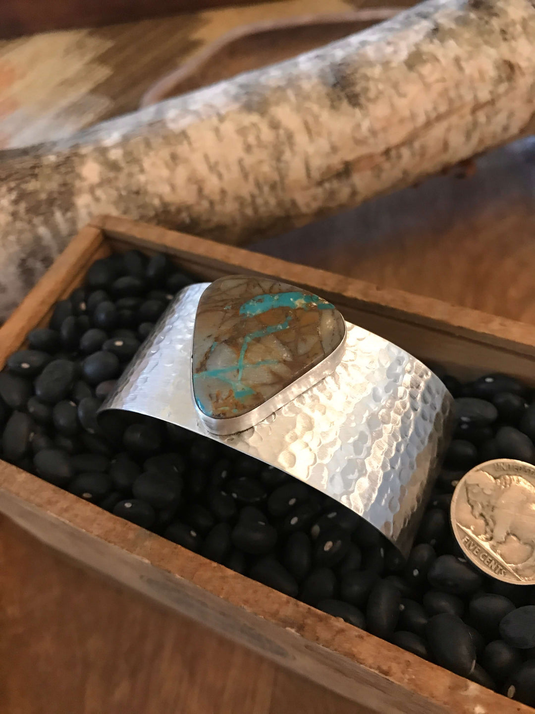 The Belle River Royston Turquoise Cuff, 4-Bracelets & Cuffs-Calli Co., Turquoise and Silver Jewelry, Native American Handmade, Zuni Tribe, Navajo Tribe, Brock Texas