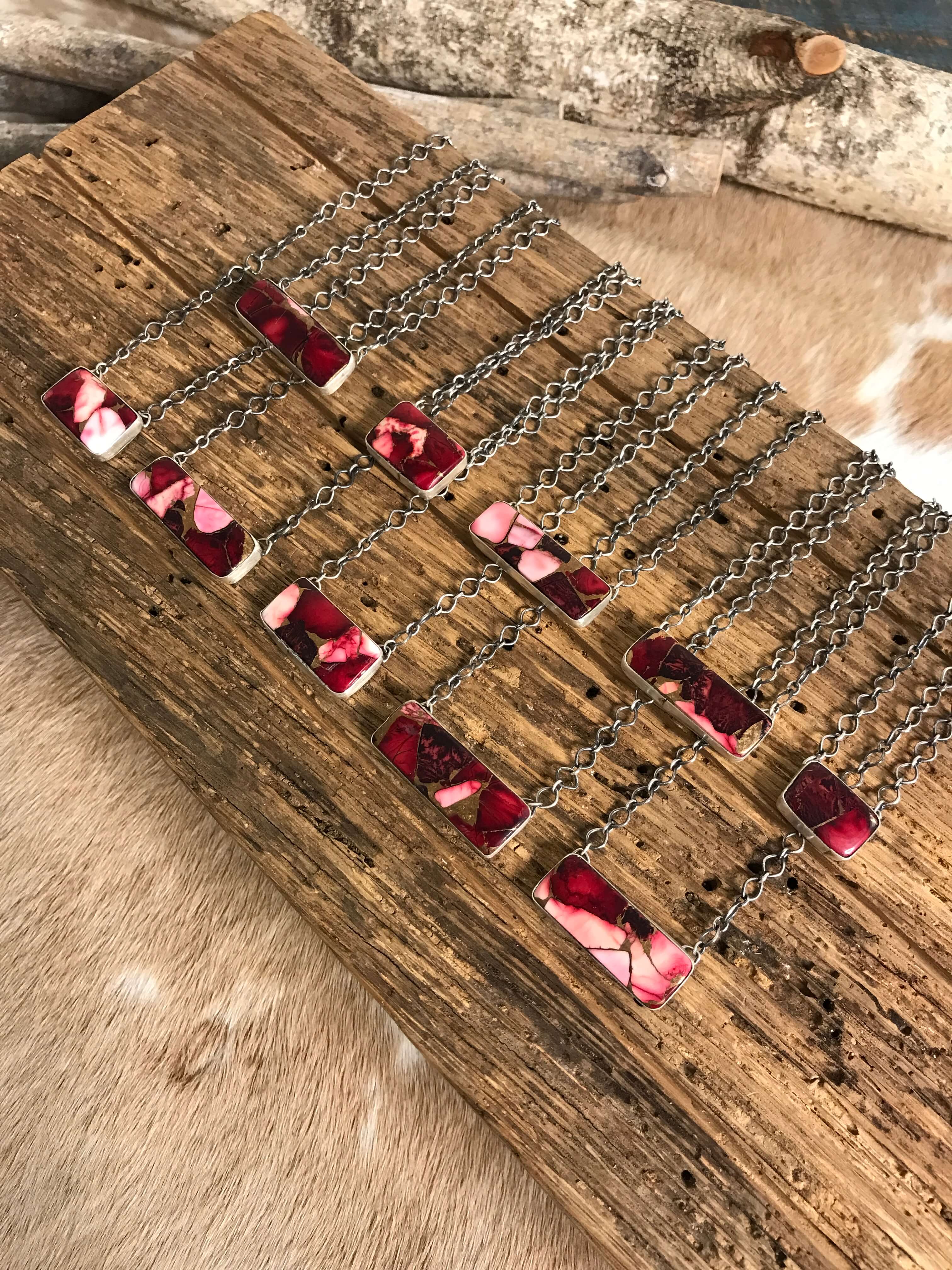 The Monaca Dahlia Rose Necklaces-Necklaces-Calli Co., Turquoise and Silver Jewelry, Native American Handmade, Zuni Tribe, Navajo Tribe, Brock Texas