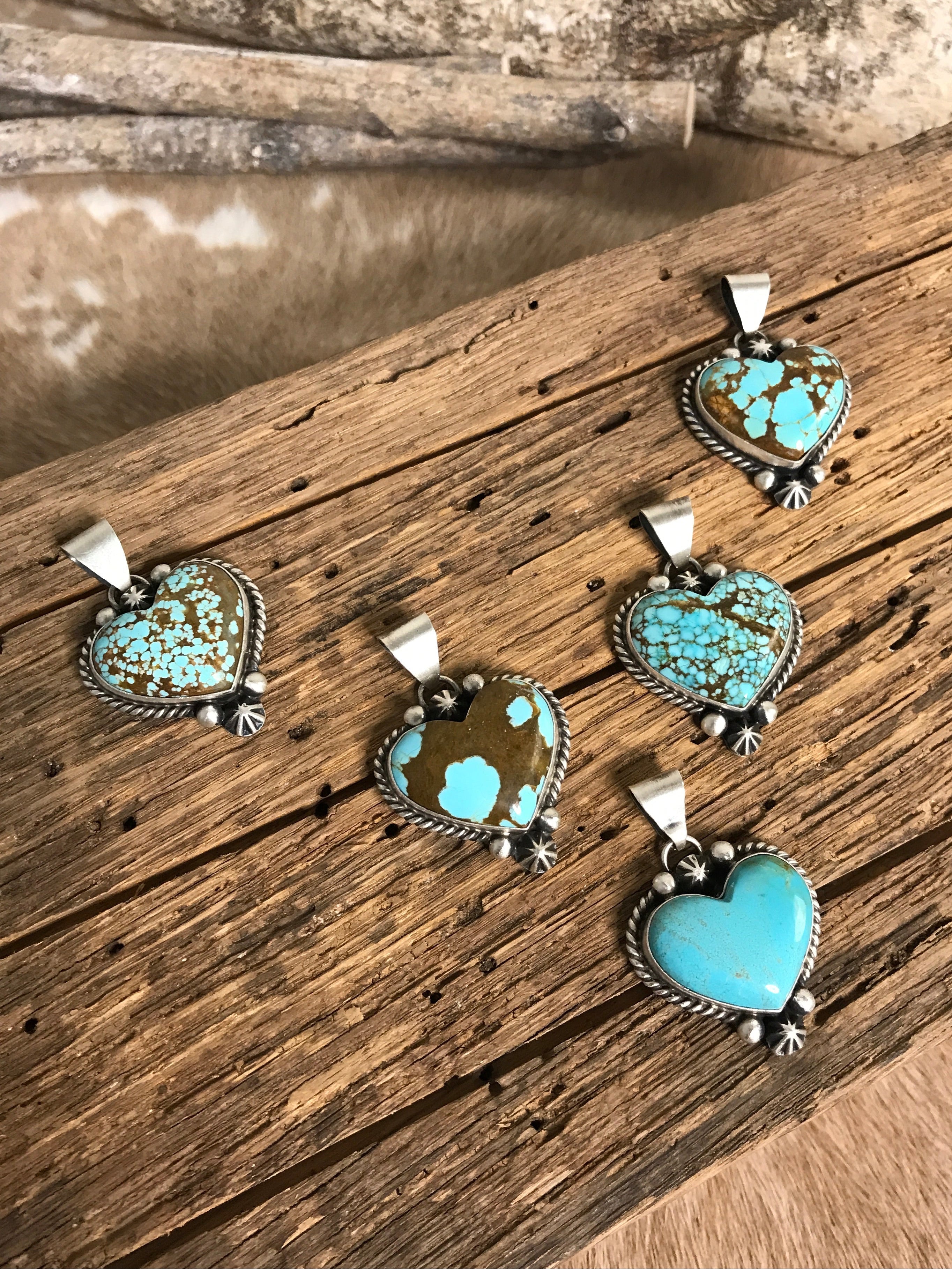The Loveland Heart Pendants-Pendants-Calli Co., Turquoise and Silver Jewelry, Native American Handmade, Zuni Tribe, Navajo Tribe, Brock Texas