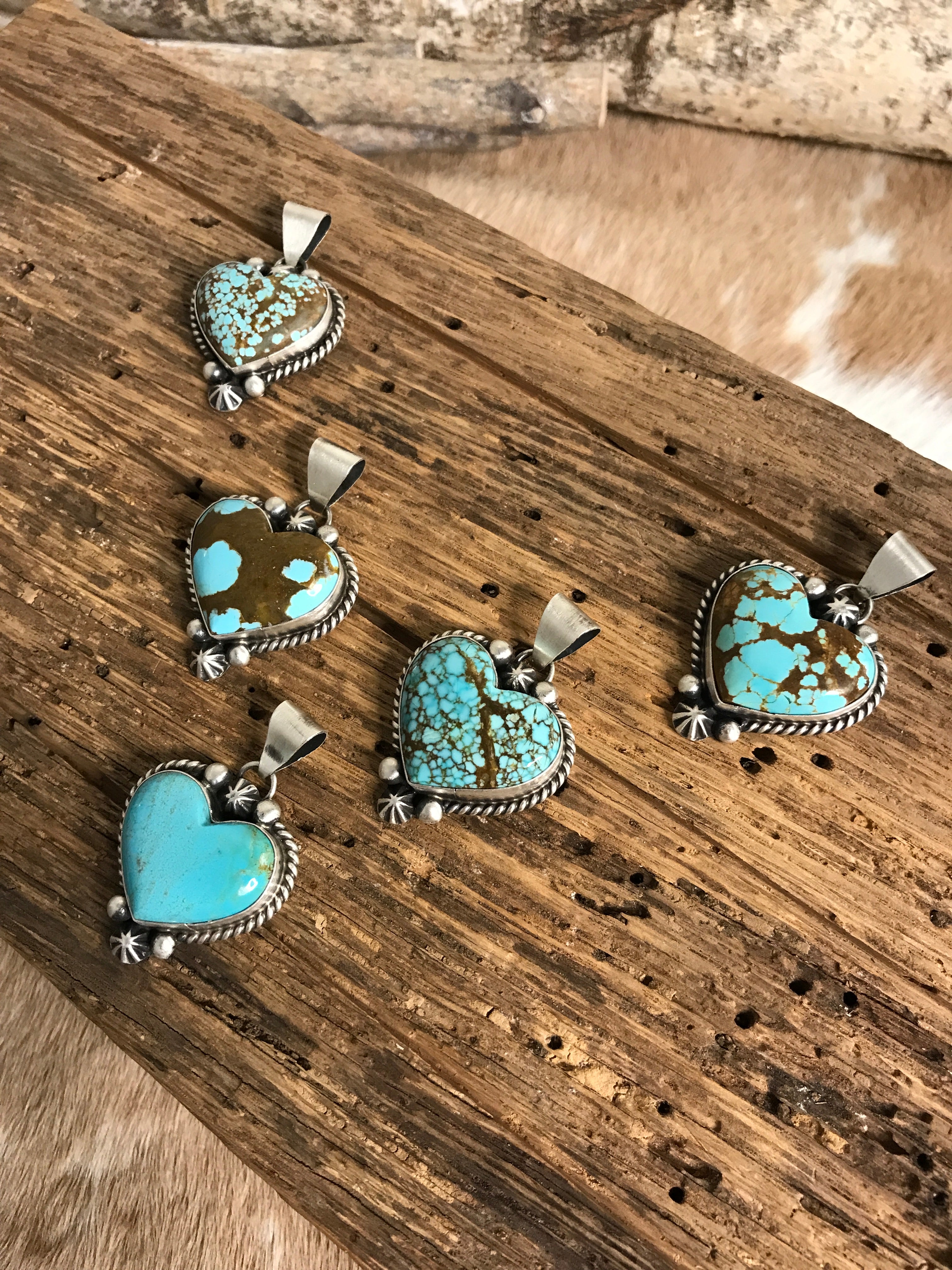 The Loveland Heart Pendants-Pendants-Calli Co., Turquoise and Silver Jewelry, Native American Handmade, Zuni Tribe, Navajo Tribe, Brock Texas
