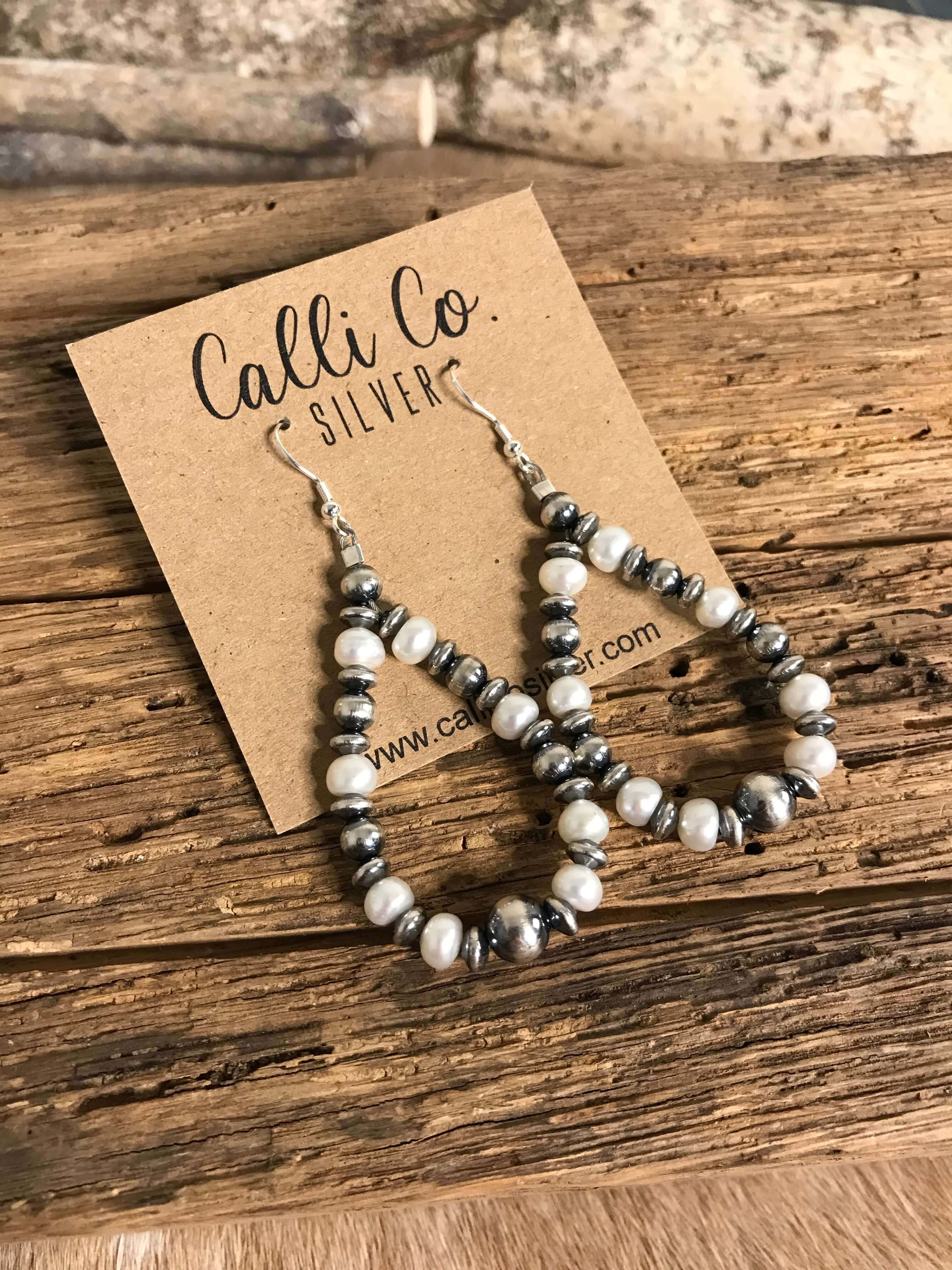 The Caprice Hoop Earrings-Earrings-Calli Co., Turquoise and Silver Jewelry, Native American Handmade, Zuni Tribe, Navajo Tribe, Brock Texas