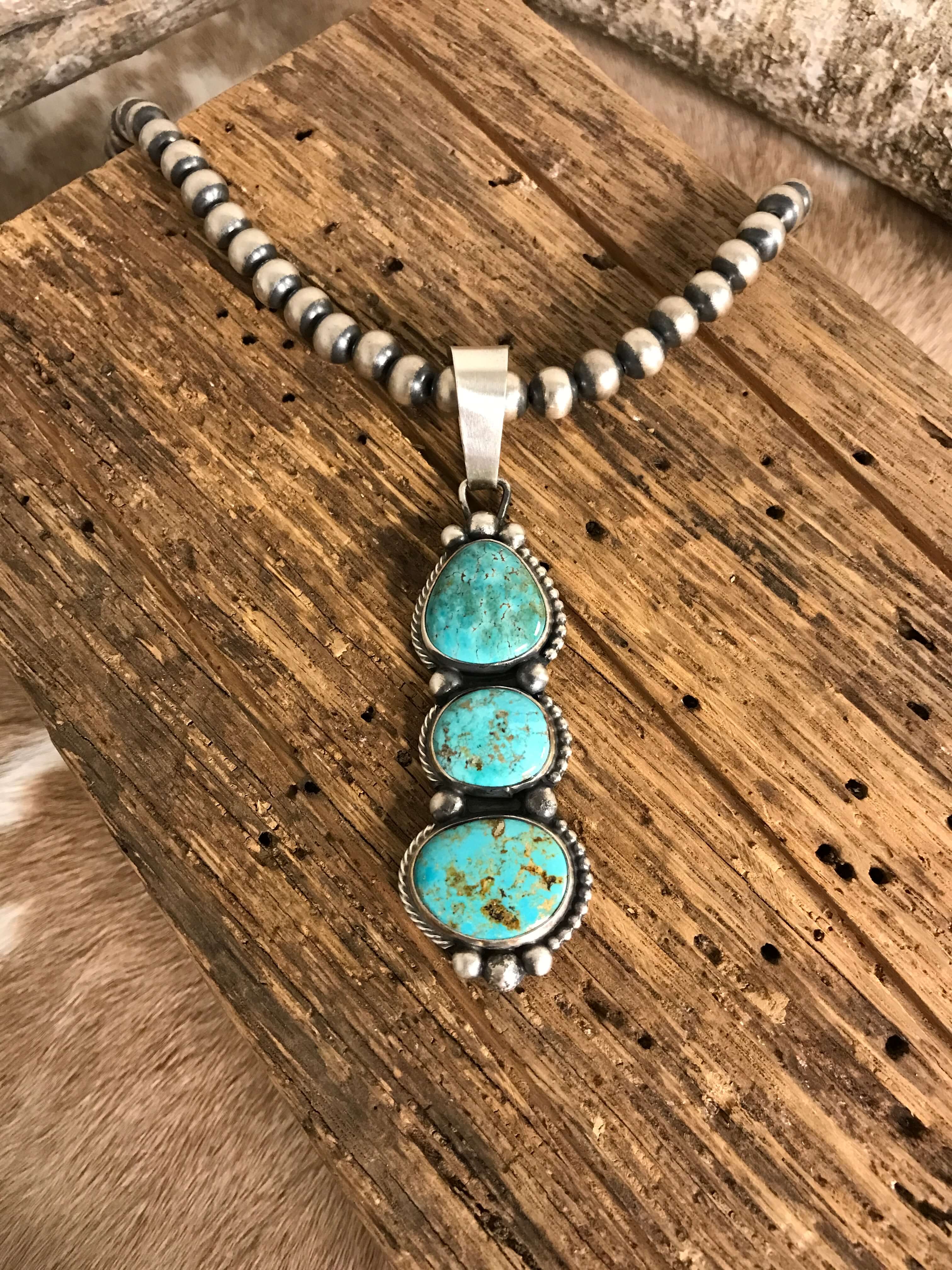 The Hardy Pendant-Pendants-Calli Co., Turquoise and Silver Jewelry, Native American Handmade, Zuni Tribe, Navajo Tribe, Brock Texas