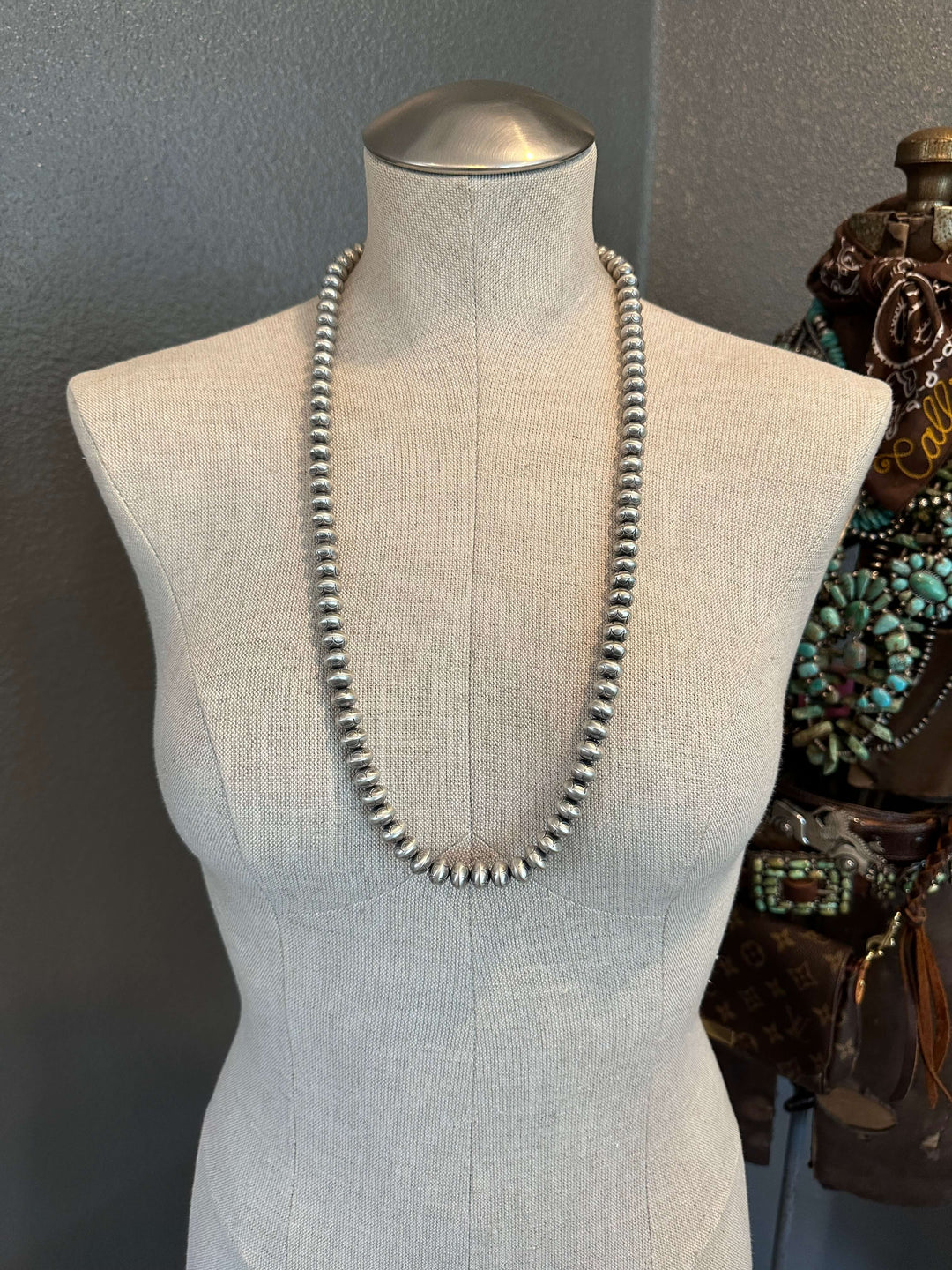 The Anza Necklace, 30"-Necklaces-Calli Co., Turquoise and Silver Jewelry, Native American Handmade, Zuni Tribe, Navajo Tribe, Brock Texas