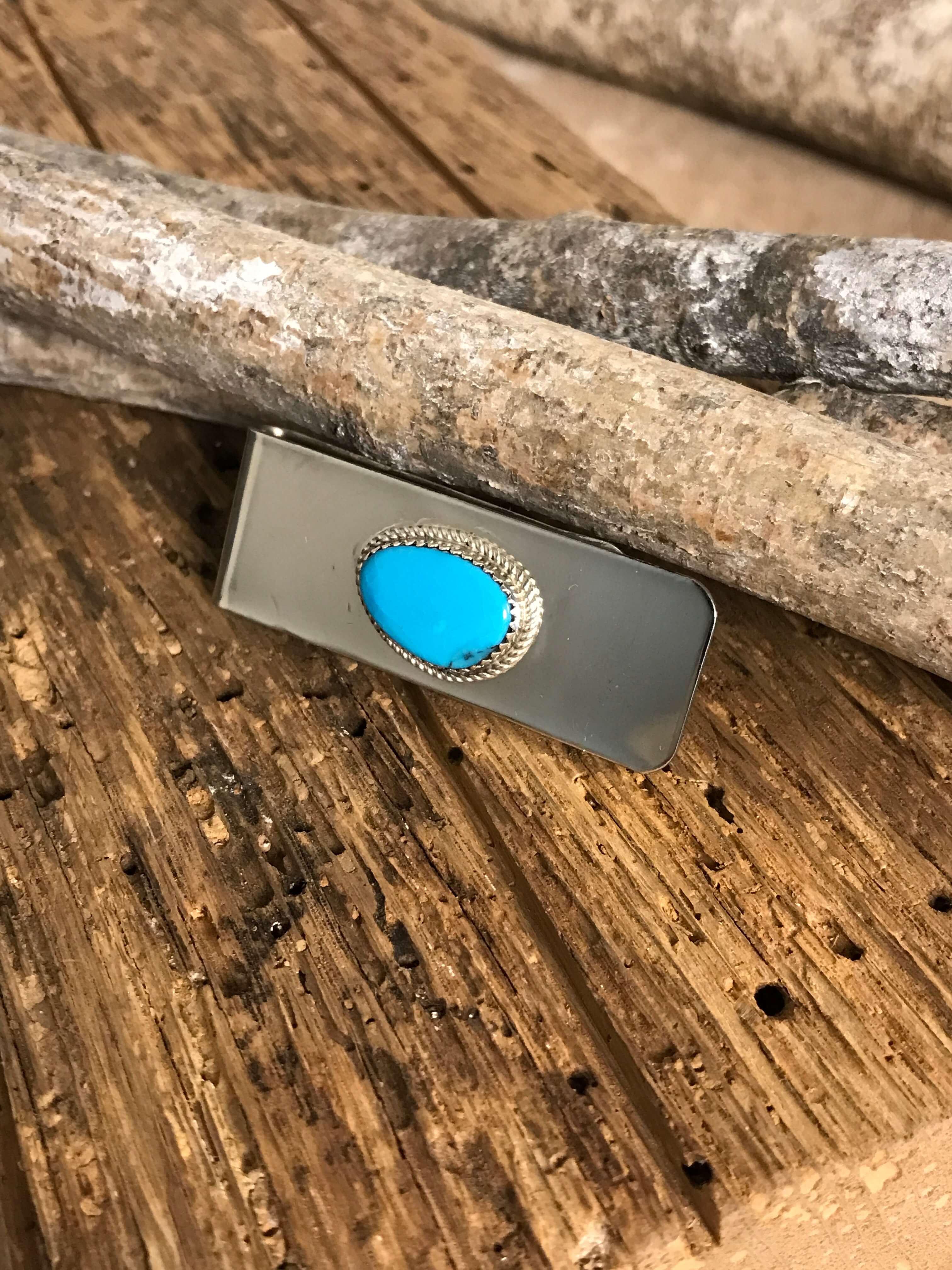 The Cochise Money Clip-Miscellaneous-Calli Co., Turquoise and Silver Jewelry, Native American Handmade, Zuni Tribe, Navajo Tribe, Brock Texas