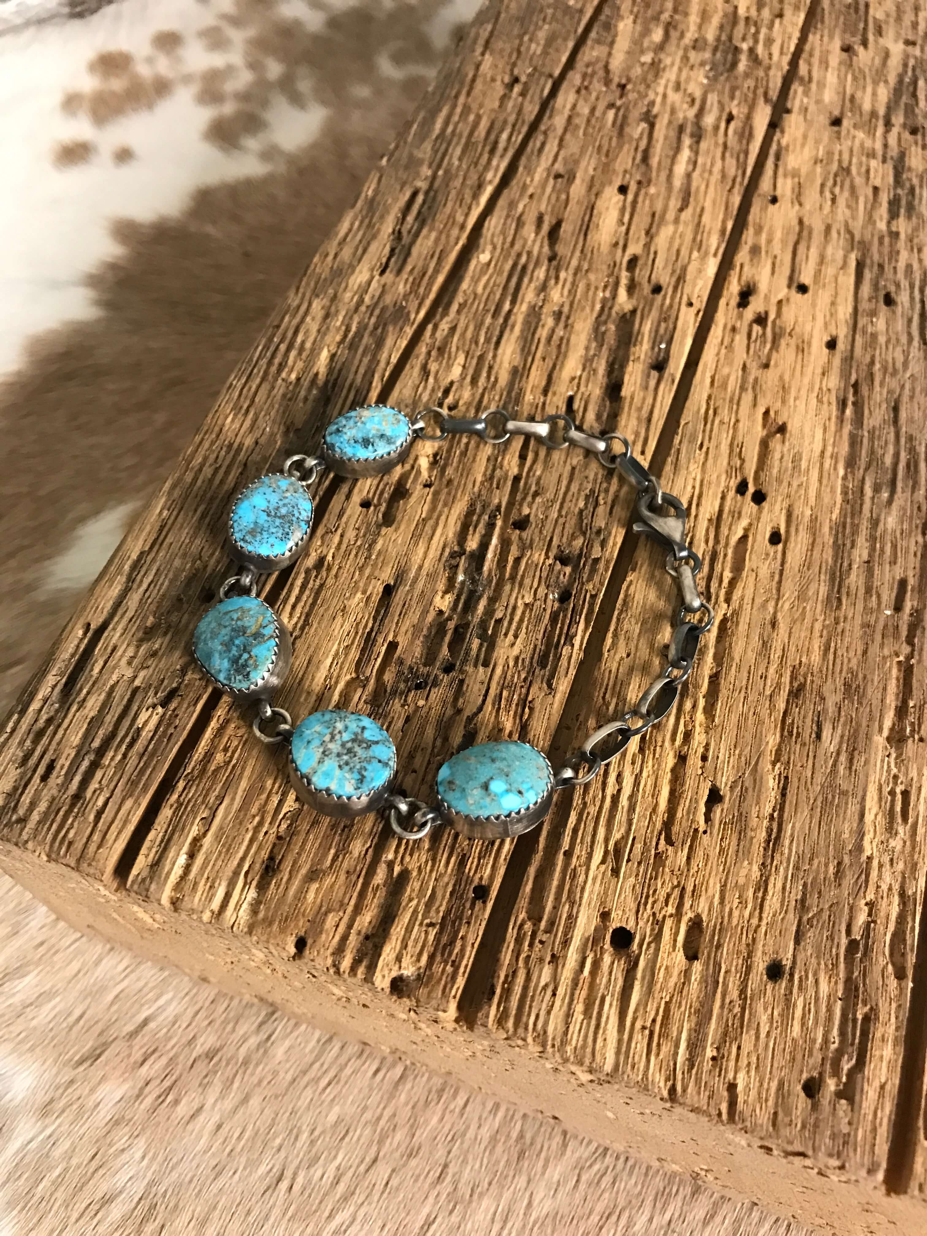 The Leflore Link Bracelet-Bracelets & Cuffs-Calli Co., Turquoise and Silver Jewelry, Native American Handmade, Zuni Tribe, Navajo Tribe, Brock Texas