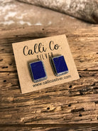 The Lost Creek Lapis Studs, 1-Earrings-Calli Co., Turquoise and Silver Jewelry, Native American Handmade, Zuni Tribe, Navajo Tribe, Brock Texas