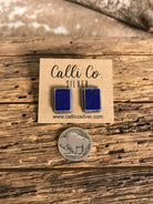 The Lost Creek Lapis Studs, 1-Earrings-Calli Co., Turquoise and Silver Jewelry, Native American Handmade, Zuni Tribe, Navajo Tribe, Brock Texas