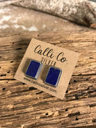 The Lost Creek Lapis Studs, 1-Earrings-Calli Co., Turquoise and Silver Jewelry, Native American Handmade, Zuni Tribe, Navajo Tribe, Brock Texas