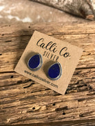 The Lost Creek Lapis Studs, 2-Earrings-Calli Co., Turquoise and Silver Jewelry, Native American Handmade, Zuni Tribe, Navajo Tribe, Brock Texas