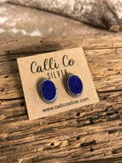 The Lost Creek Lapis Studs, 3-Earrings-Calli Co., Turquoise and Silver Jewelry, Native American Handmade, Zuni Tribe, Navajo Tribe, Brock Texas
