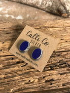 The Lost Creek Lapis Studs, 3-Earrings-Calli Co., Turquoise and Silver Jewelry, Native American Handmade, Zuni Tribe, Navajo Tribe, Brock Texas
