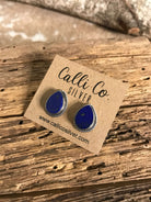 The Lost Creek Lapis Studs, 10-Earrings-Calli Co., Turquoise and Silver Jewelry, Native American Handmade, Zuni Tribe, Navajo Tribe, Brock Texas