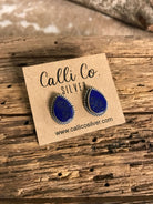 The Lost Creek Lapis Studs, 12-Earrings-Calli Co., Turquoise and Silver Jewelry, Native American Handmade, Zuni Tribe, Navajo Tribe, Brock Texas