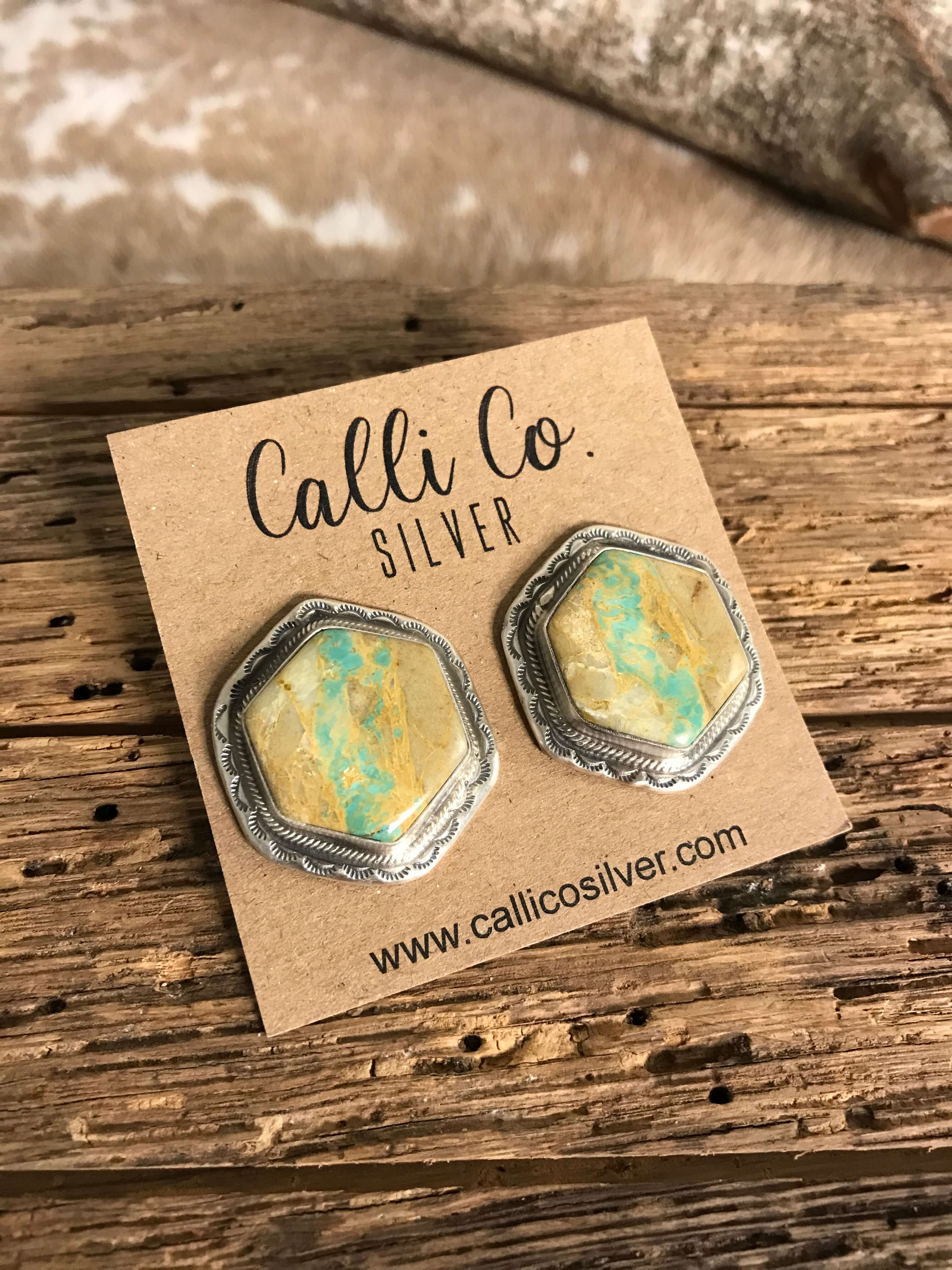 The Ribbon Studs, 1-Earrings-Calli Co., Turquoise and Silver Jewelry, Native American Handmade, Zuni Tribe, Navajo Tribe, Brock Texas